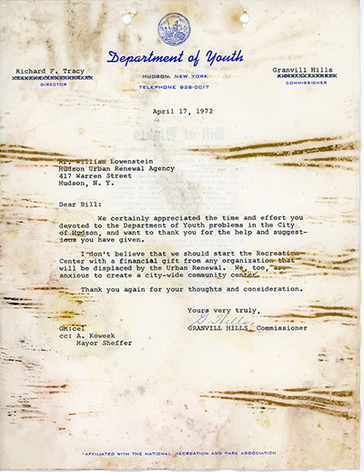 Load Correspondence from Hudson Department of Youth and Hudson Urban Renewal Agency about Playground Funding in Main Document Viewer