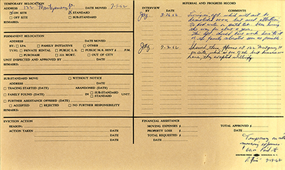 Load Urban Renewal Relocation Card for a resident of Newburgh, NY in Main Document Viewer
