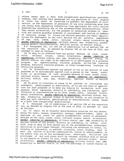 Load New York State Bill and Veto Jackets: 2019, Chapter 8 "Gender Expression Non-Discrimination Act" in Main Document Viewer