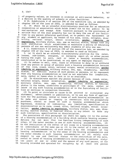 Load New York State Bill and Veto Jackets: 2019, Chapter 8 "Gender Expression Non-Discrimination Act" in Main Document Viewer