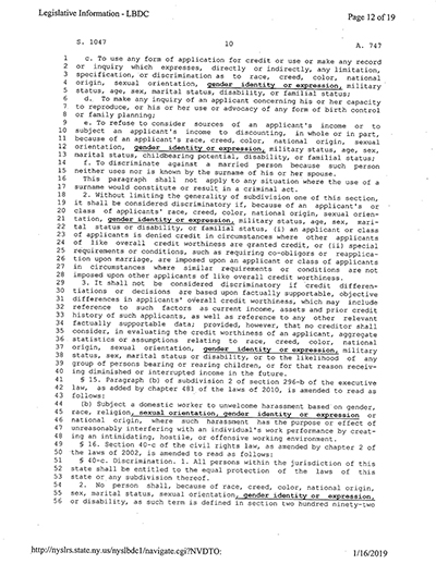 Load New York State Bill and Veto Jackets: 2019, Chapter 8 "Gender Expression Non-Discrimination Act" in Main Document Viewer