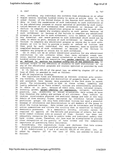 Load New York State Bill and Veto Jackets: 2019, Chapter 8 "Gender Expression Non-Discrimination Act" in Main Document Viewer