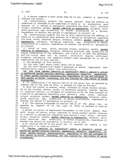 Load New York State Bill and Veto Jackets: 2019, Chapter 8 "Gender Expression Non-Discrimination Act" in Main Document Viewer