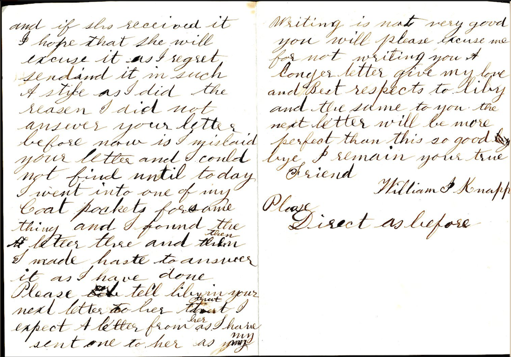 Letter from William James Knapp to Amos, January 22, 1864 page 2