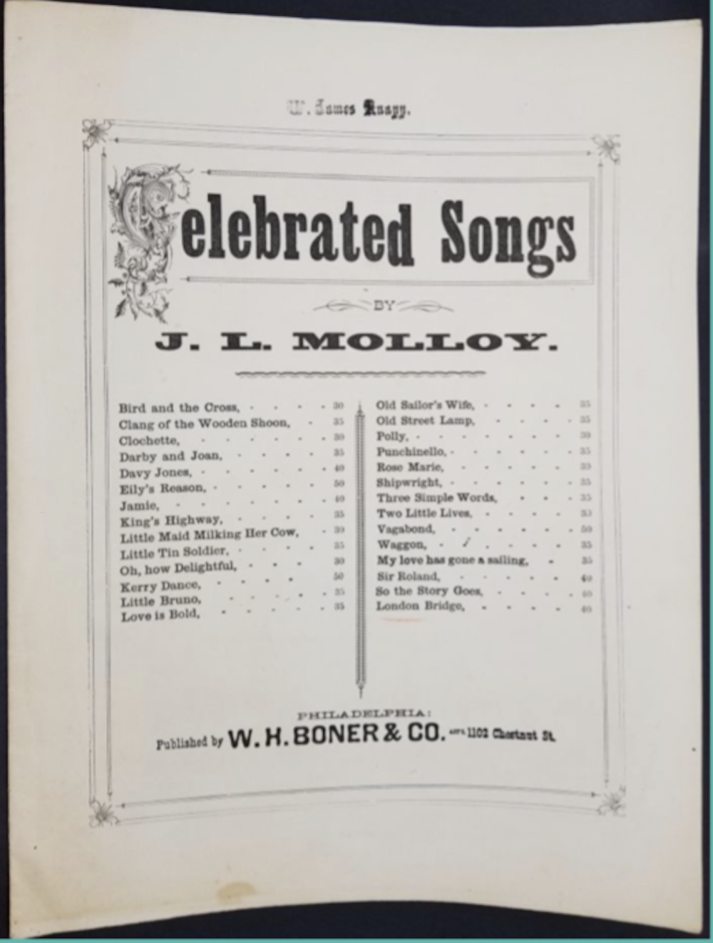 William James Knapp Sheet Music Collection page 1