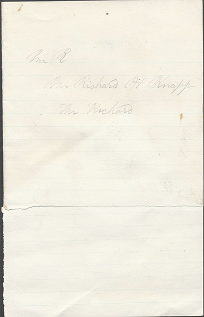 Miscellaneous Paper from William J Knapp to Richard H Knapp, 1870-1885 thumbnail page 2