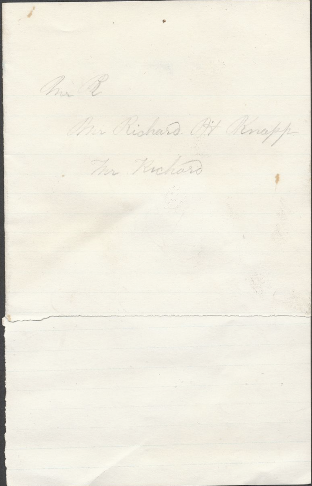 Miscellaneous Paper from William J Knapp to Richard H Knapp, 1870-1885 page 2