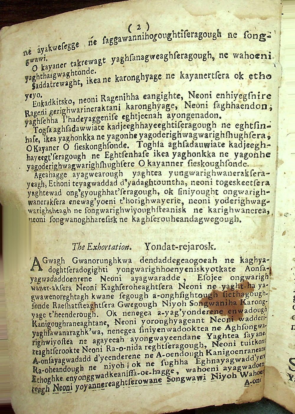 Christian prayer book translated into Mohawk language page 3