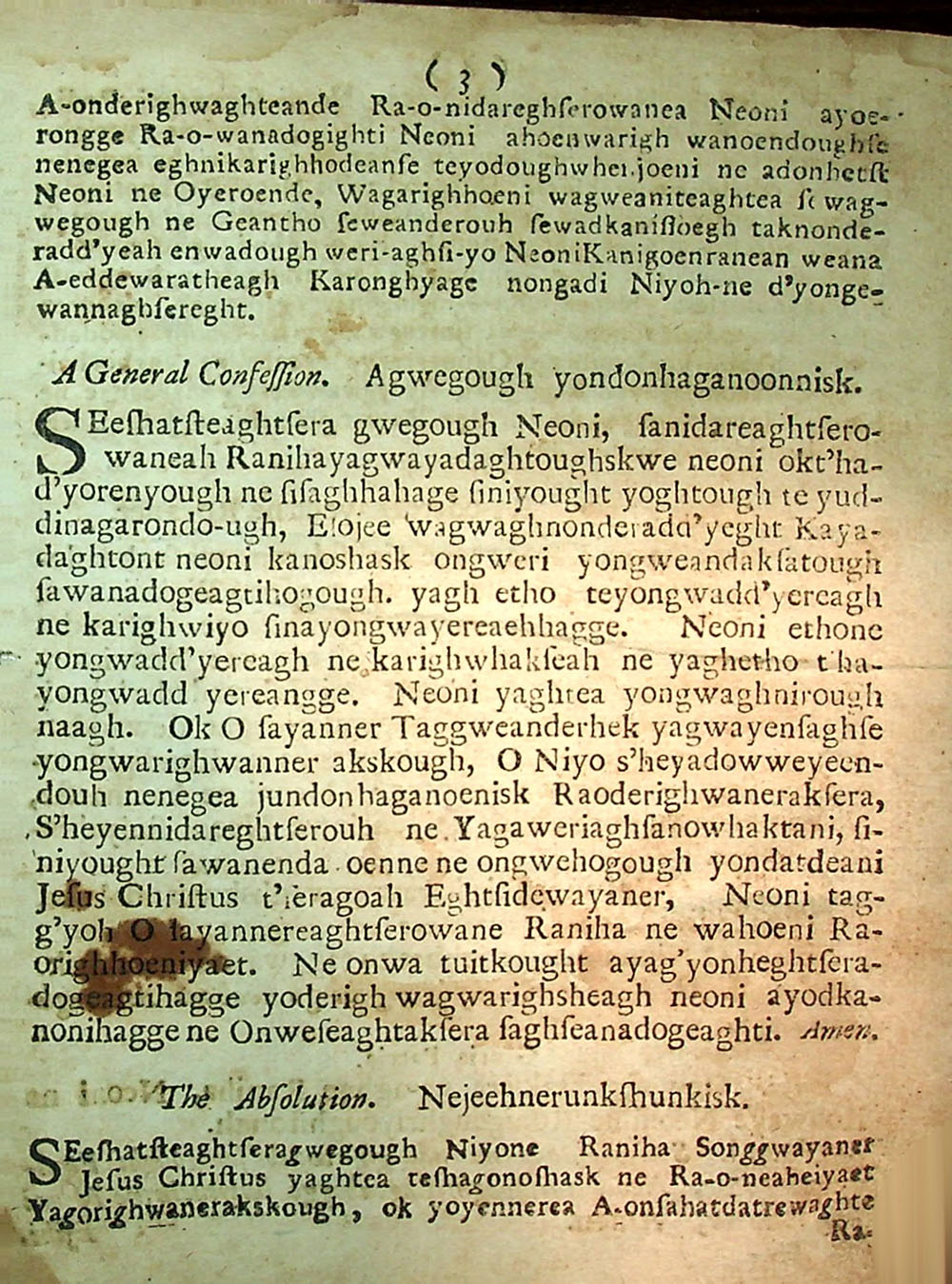 Christian prayer book translated into Mohawk language page 4