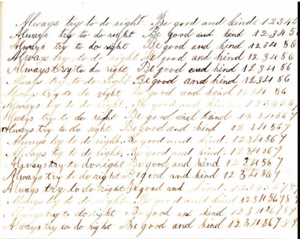 Inscribed Copy of a "Writing Book," 1858 page 1
