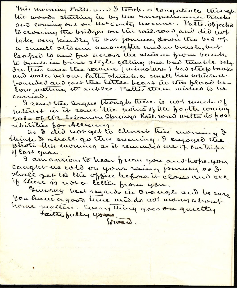 Letter from Edward W. Rankin to Catherine Bogart Putman Rankin, May 2, 1885 page 4