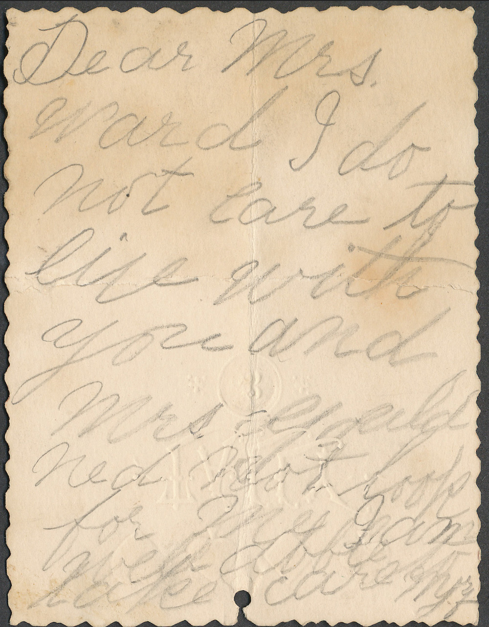 Note from  Clara to Mrs. Ward, c. May 16, 1894 page 1
