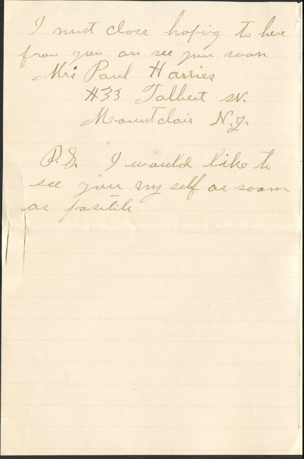 Letter from Mrs. Paul Harries [Harris] to Hattie Gould, July 21, 1894  page 3