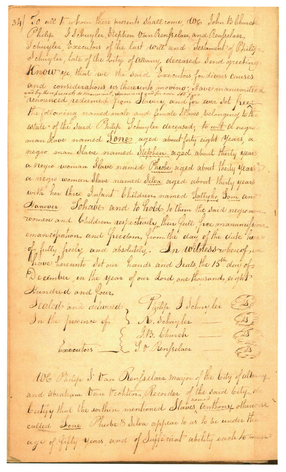 Manumission Record page 1