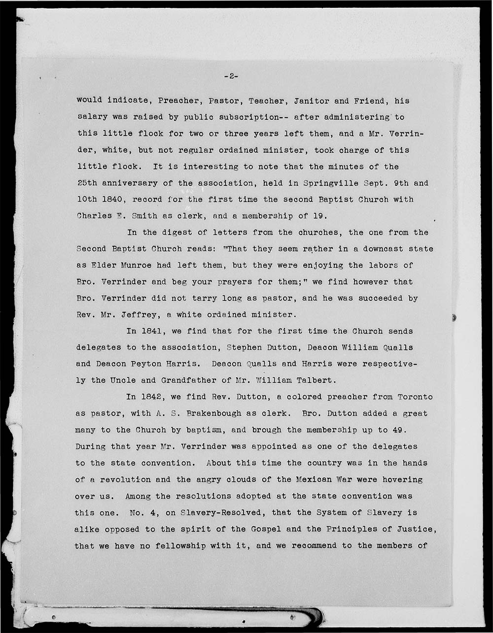 Michigan Street Baptist Church; History; 1836-1908 page 2