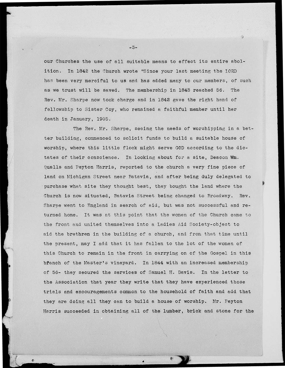 Michigan Street Baptist Church; History; 1836-1908 page 3