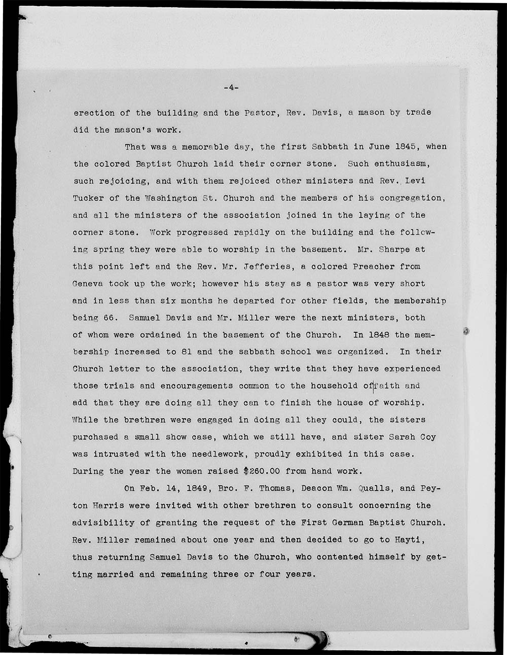 Michigan Street Baptist Church; History; 1836-1908 page 4