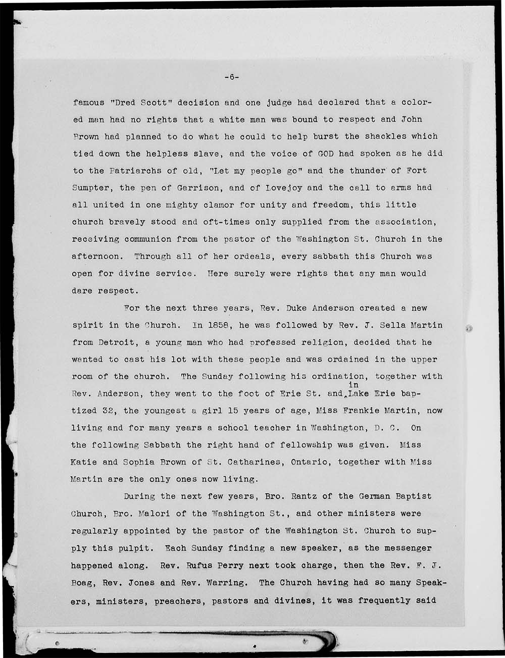 Michigan Street Baptist Church; History; 1836-1908 page 6