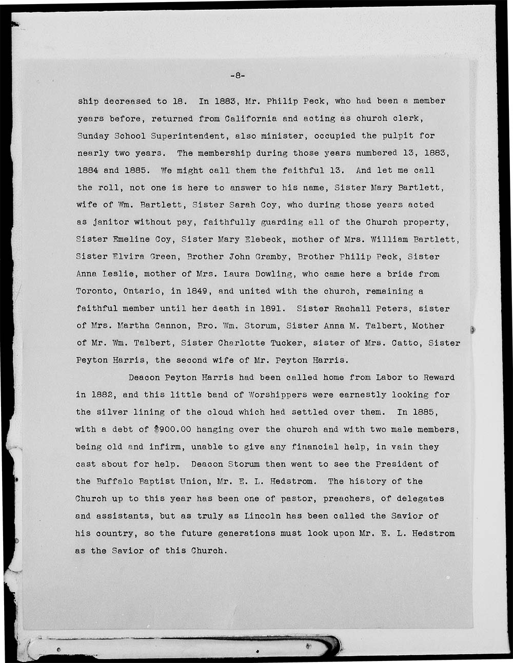 Michigan Street Baptist Church; History; 1836-1908 page 8