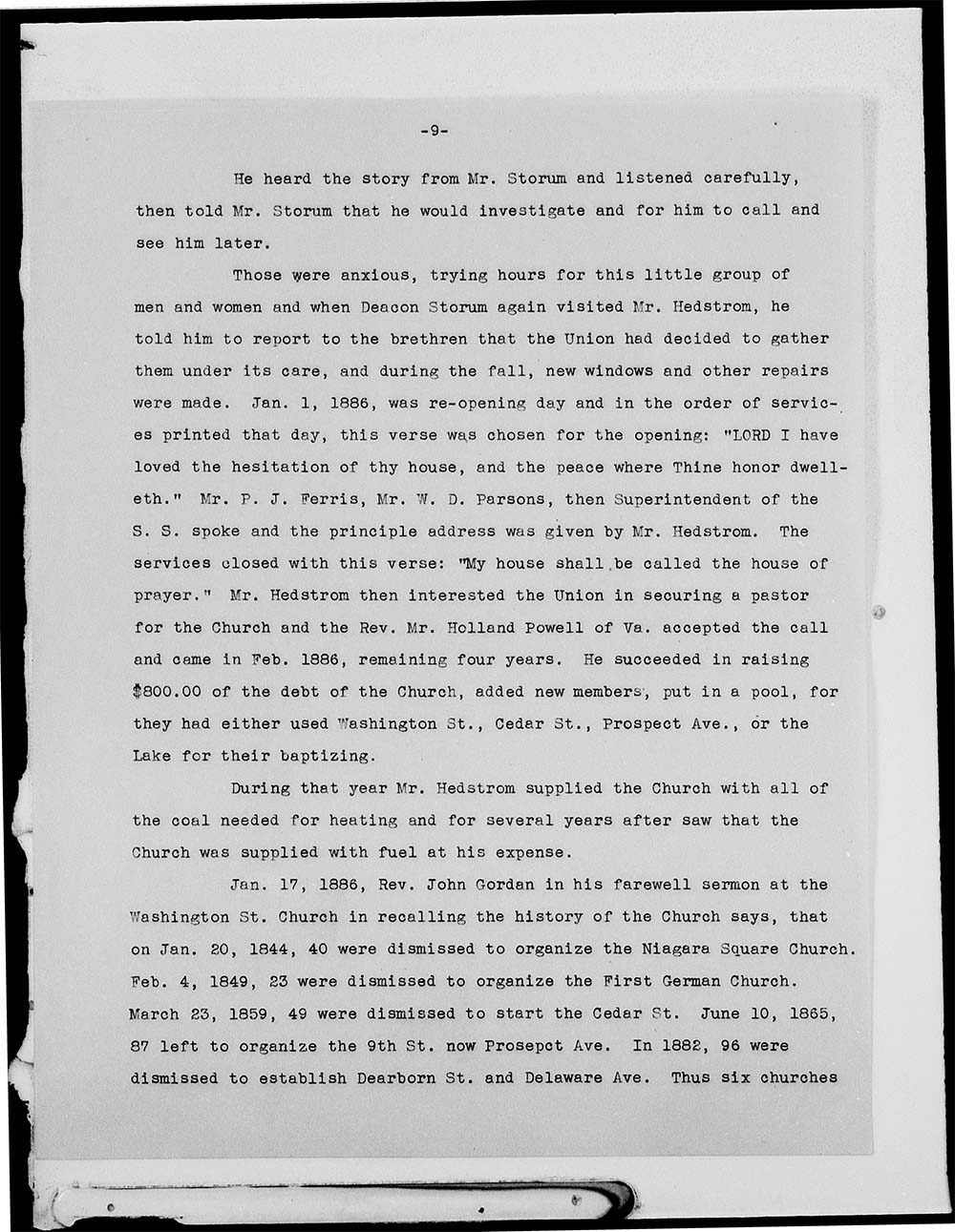 Michigan Street Baptist Church; History; 1836-1908 page 9