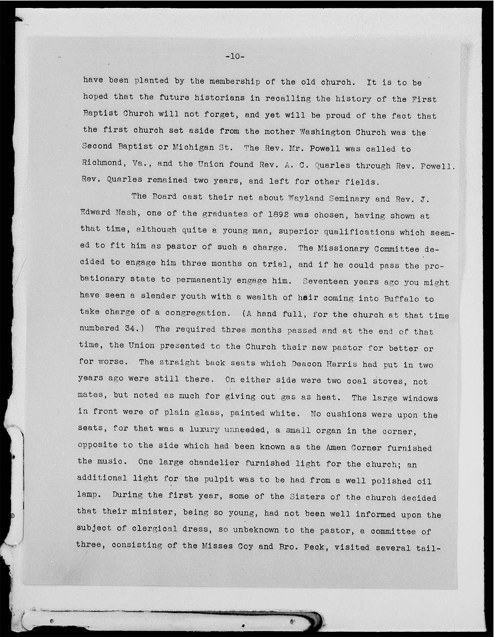 Michigan Street Baptist Church; History; 1836-1908 page 10