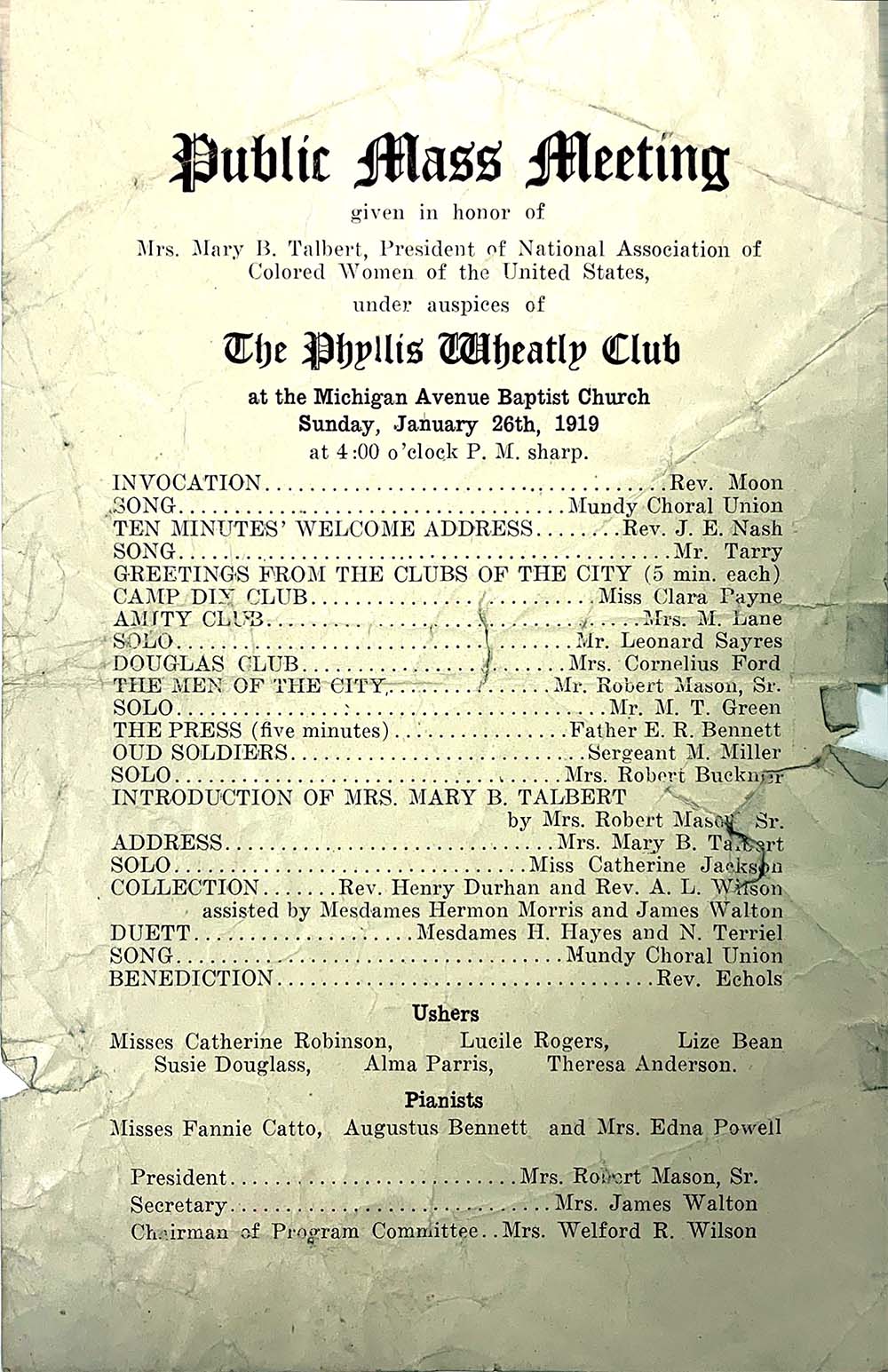 Public Mass Meeting, 1919 page 1