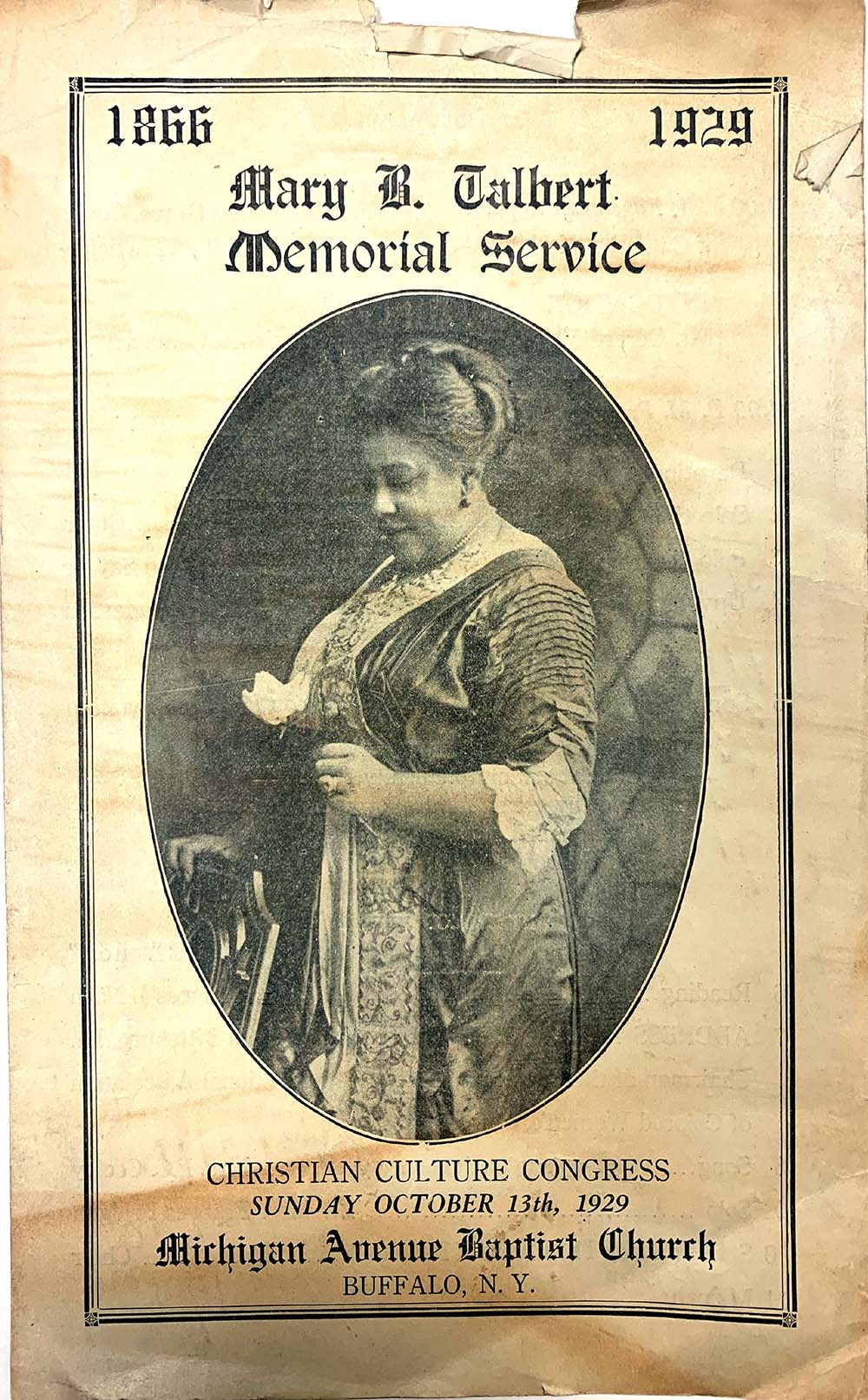 Mary B. Talbert Memorial Service 1929 page 1