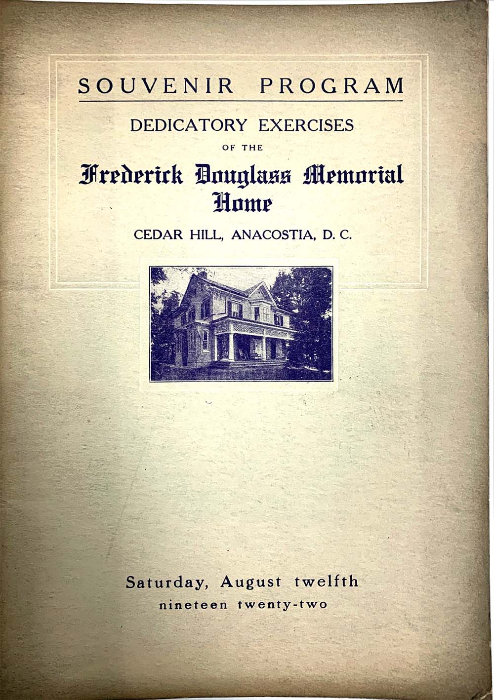 Souvenir Program August 12, 1922 page 1
