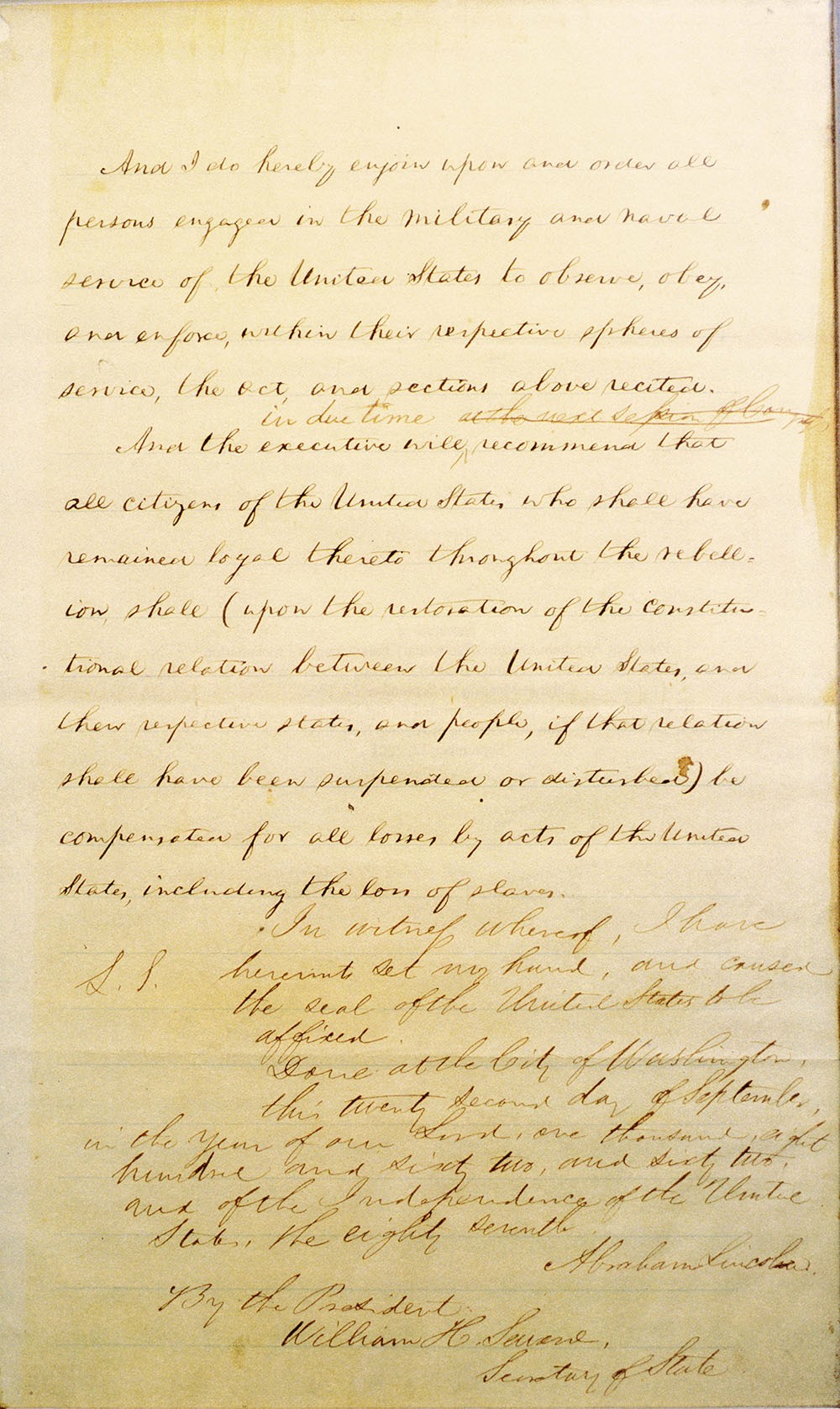 Preliminary Emancipation Proclamation page 4