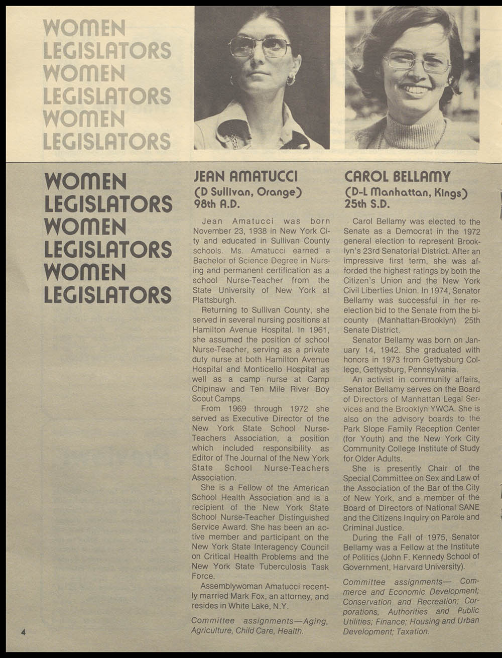 "Women New York" Bi-Monthly News from the Women's Division of the State of New York, Volume 1, Number 3, April/May 1976 page 4