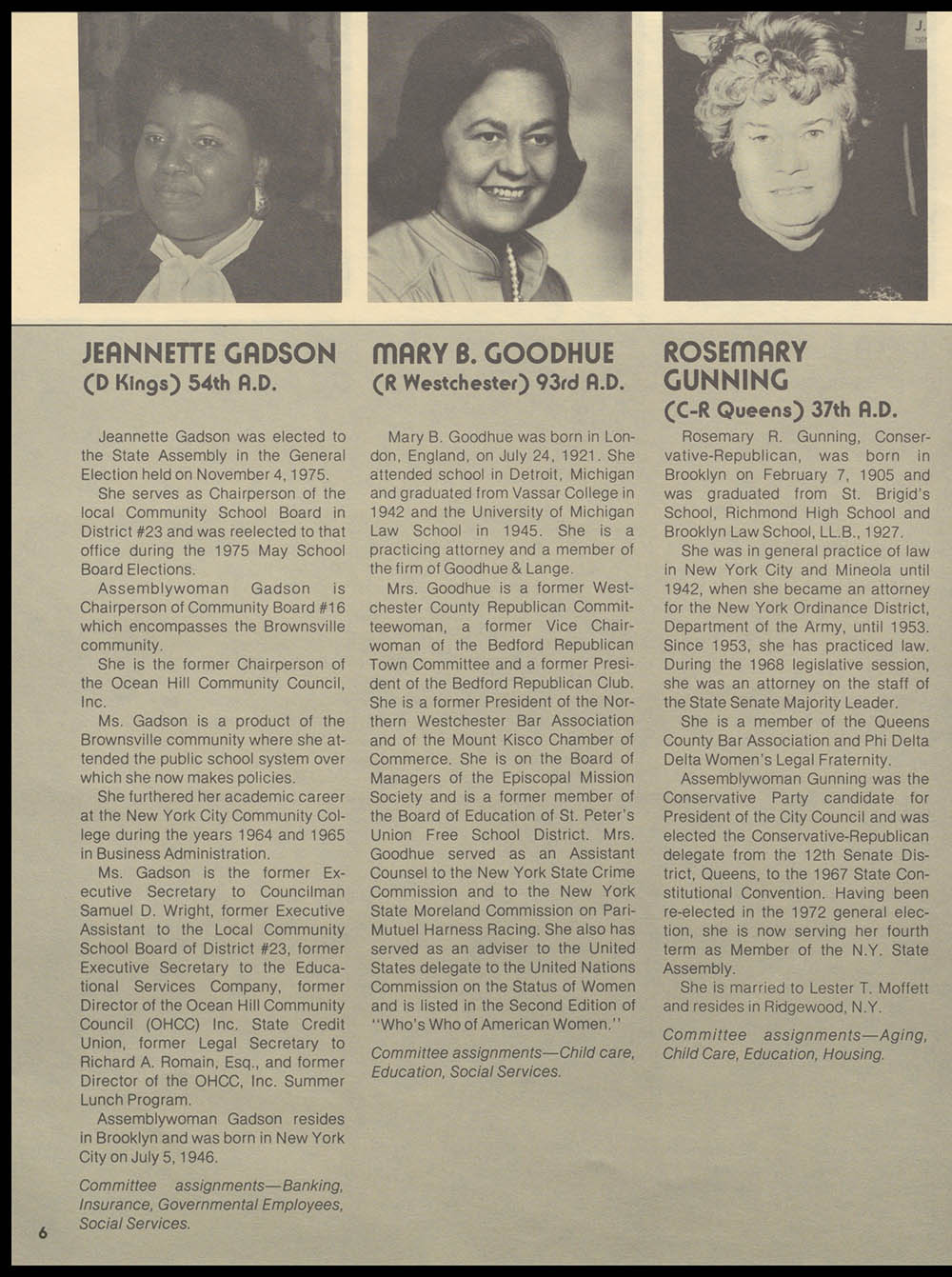 "Women New York" Bi-Monthly News from the Women's Division of the State of New York, Volume 1, Number 3, April/May 1976 page 6