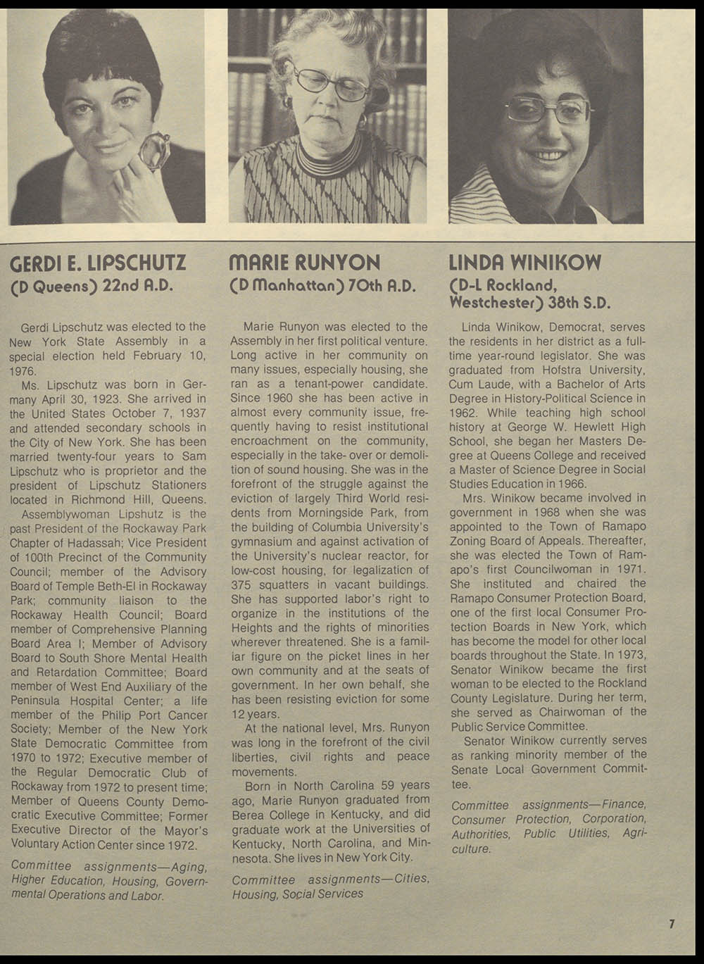 "Women New York" Bi-Monthly News from the Women's Division of the State of New York, Volume 1, Number 3, April/May 1976 page 7