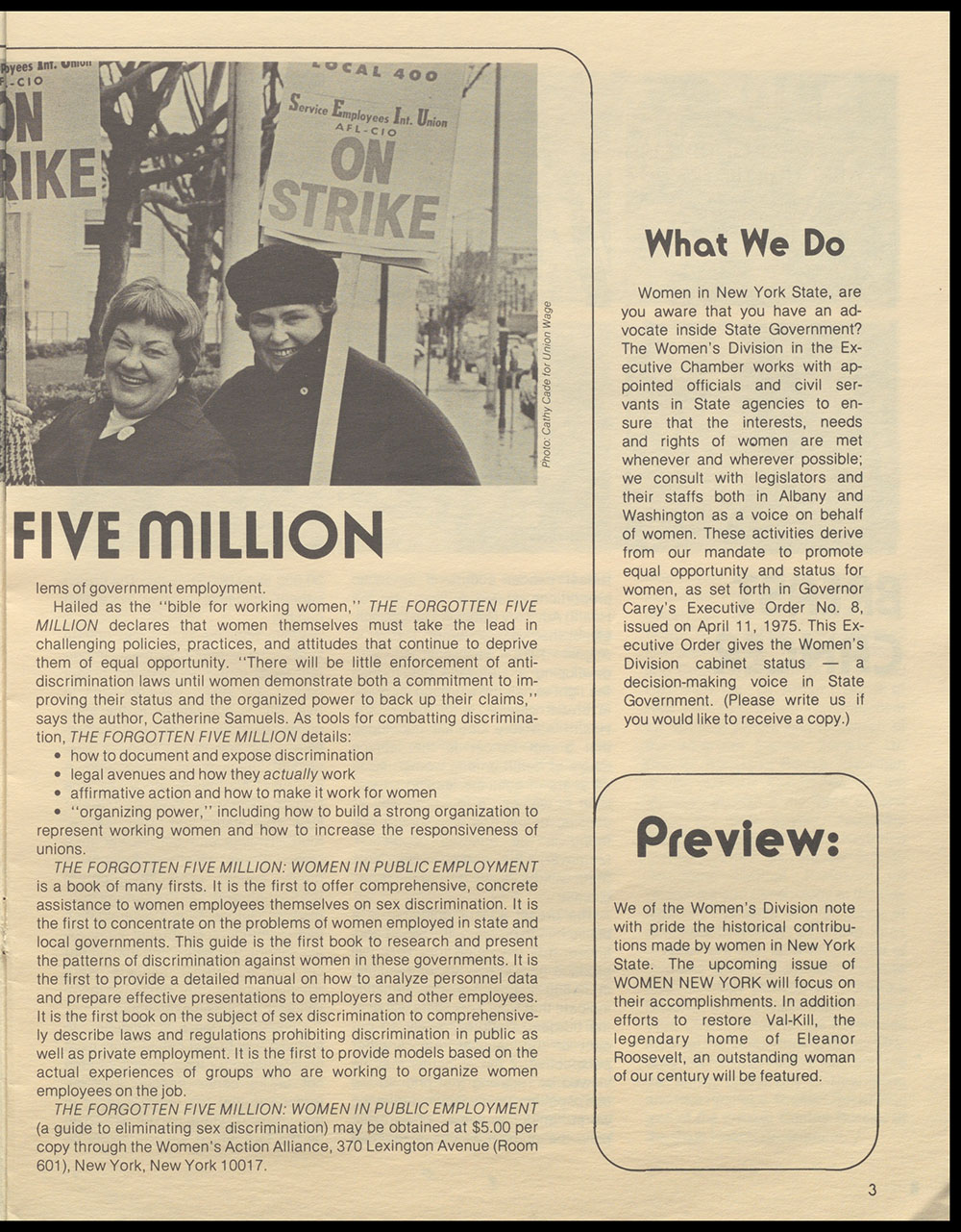 "Women New York" Bi-Monthly News from the Women's Division of the State of New York, Volume 1, Number 4, June/July 1976 page 3