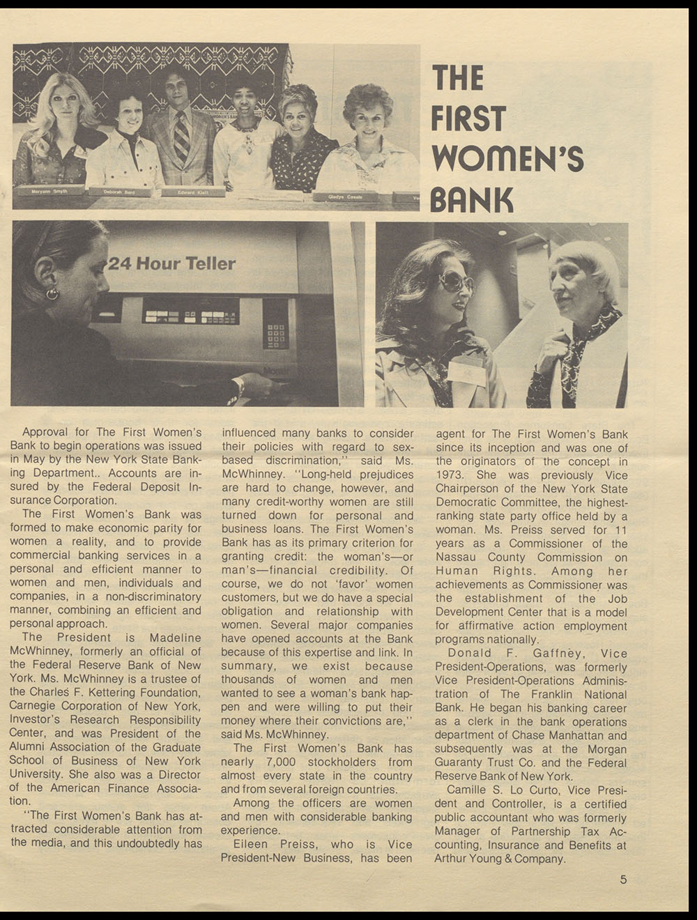 "Women New York" Bi-Monthly News from the Women's Division of the State of New York, Vol. 1, No. 2, February/March 1976 page 5