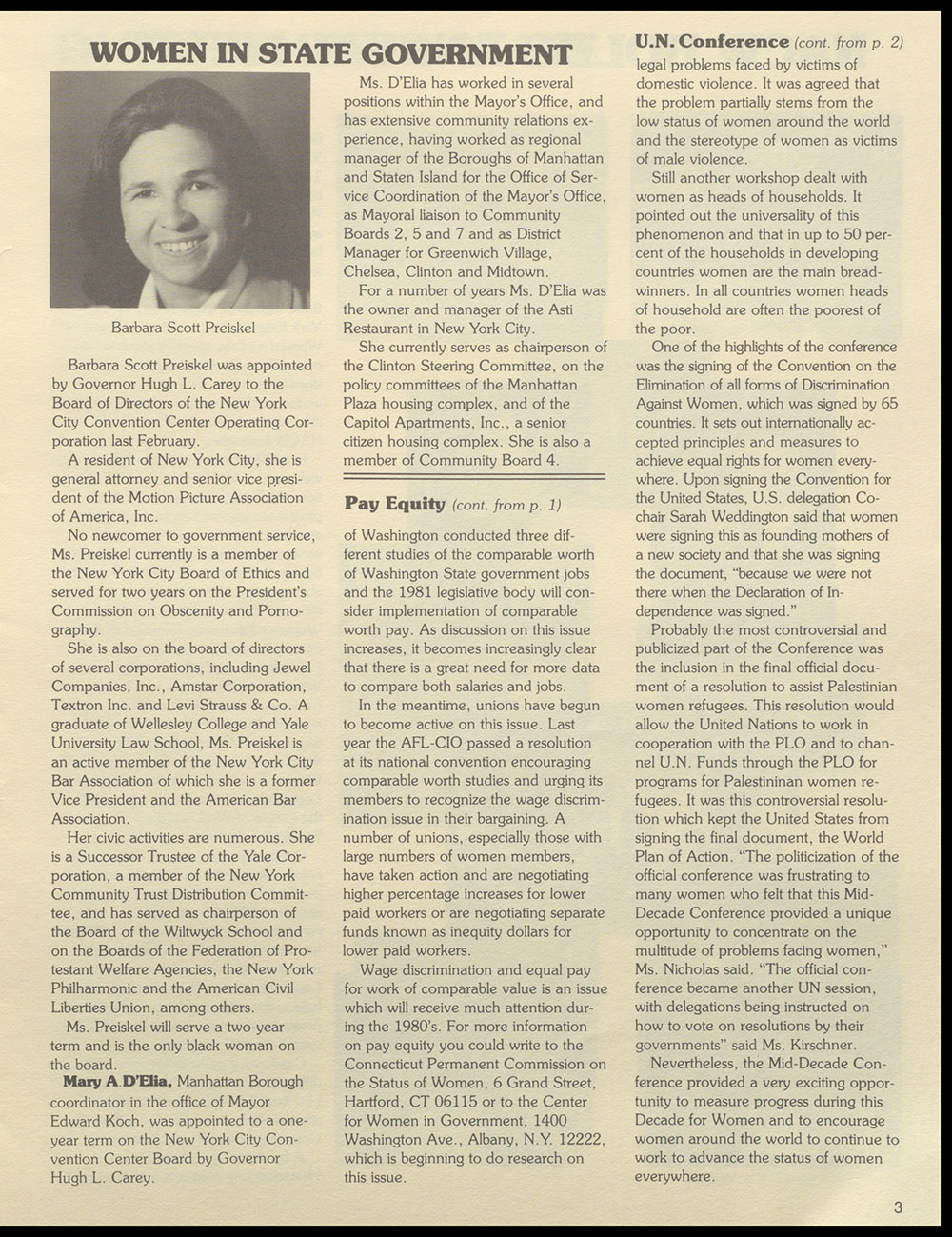 "Women New York" Bi-Monthly News from the Women's Division of the State of New York, Vol. 4, No. 2 page 3