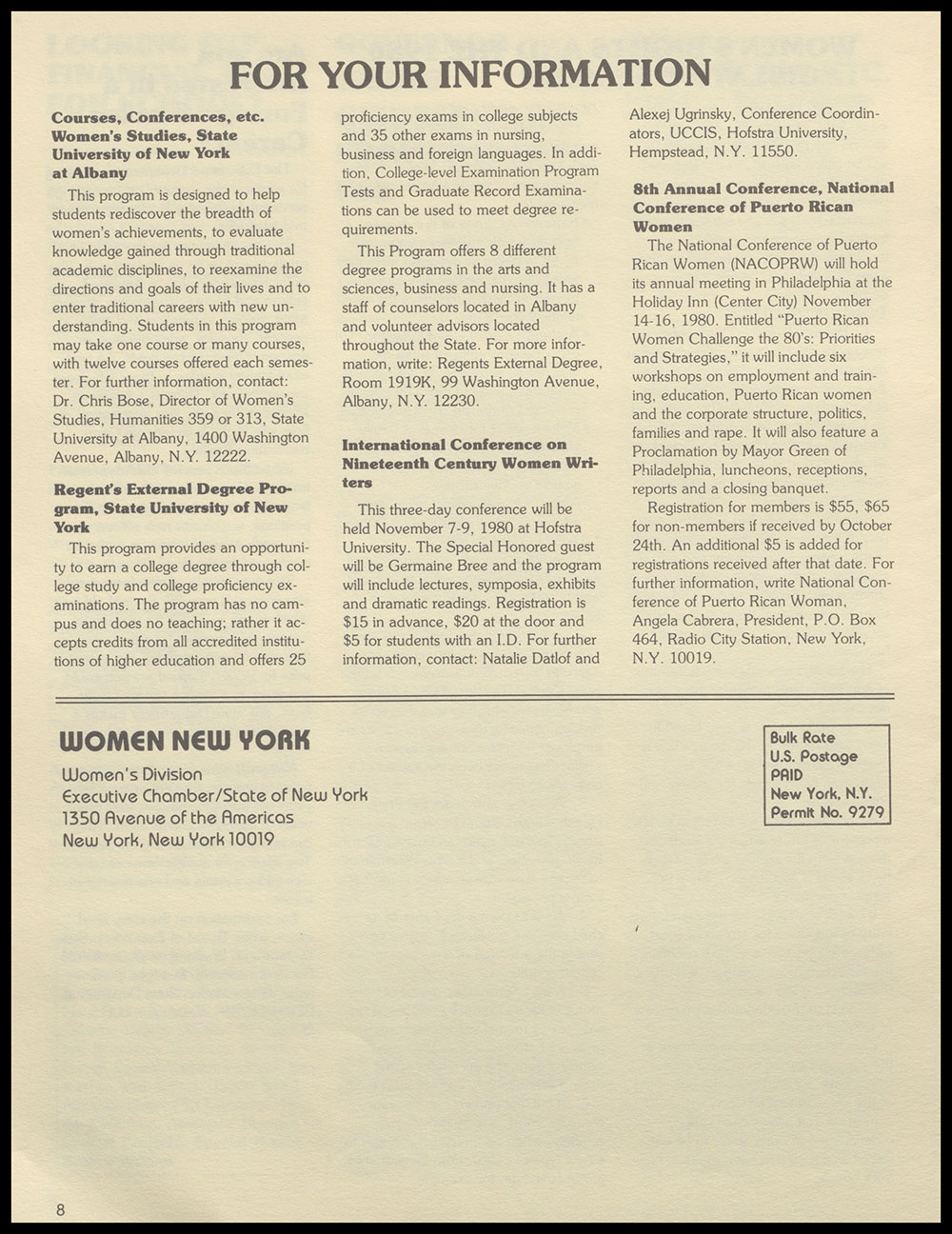 "Women New York" Bi-Monthly News from the Women's Division of the State of New York, Vol. 4, No. 2 page 8
