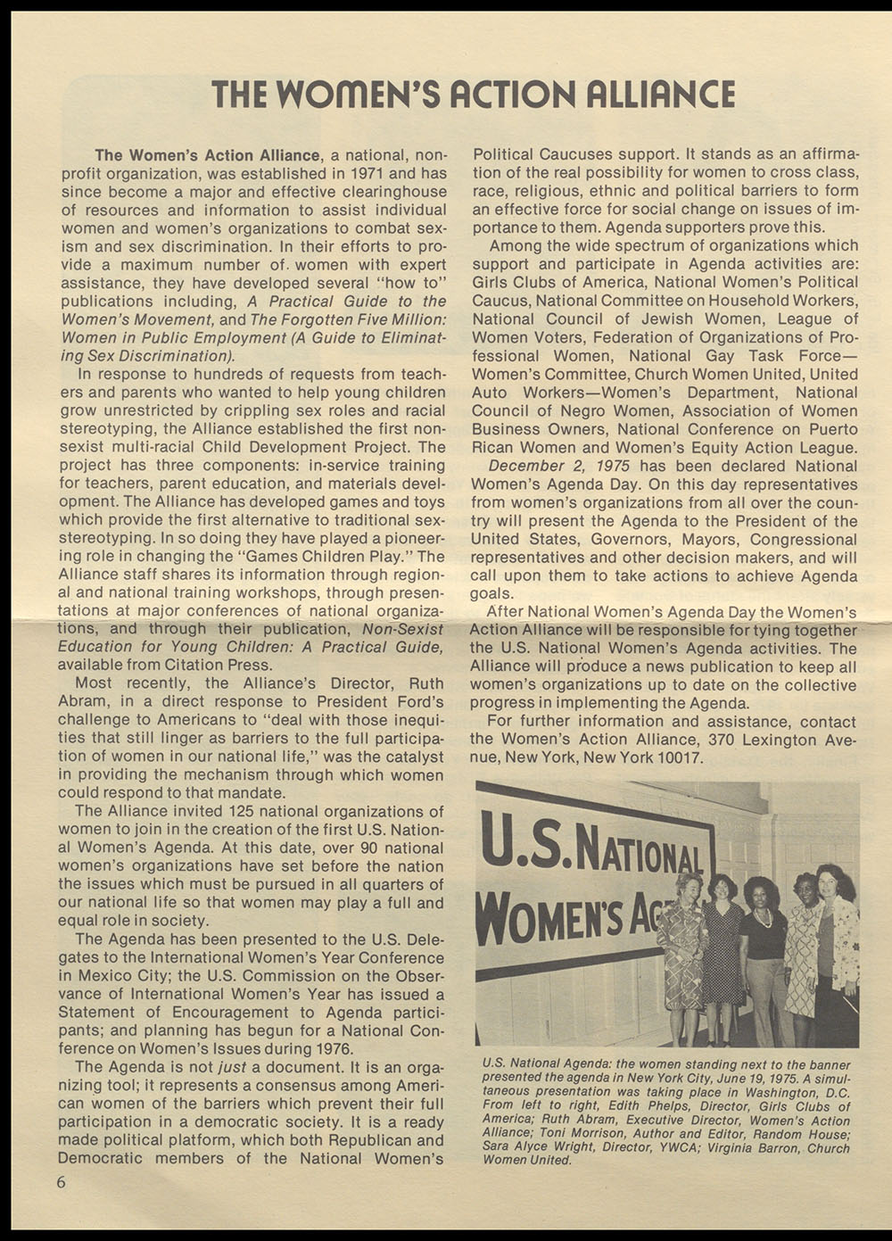 "Women New York" Bi-Monthly News from the Women's Division of the State of New York, Vol. 1, No. 1, November 1975 page 6