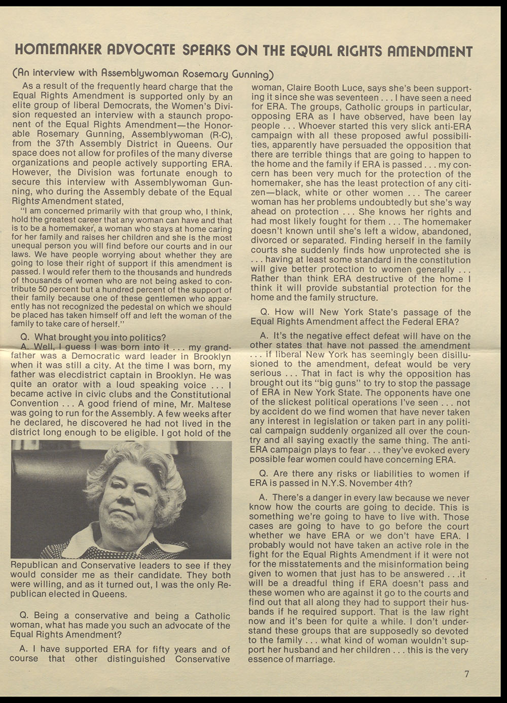 "Women New York" Bi-Monthly News from the Women's Division of the State of New York, Vol. 1, No. 1, November 1975 page 7