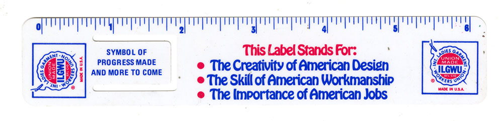 International Ladies Garment Workers Union (ILGWU) Ruler page 1