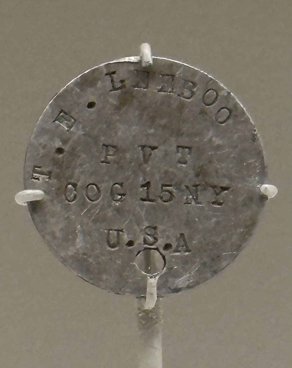 Dog Tag for T. E. Leeboo PVT CO G 15 NY U.S.A. page 1