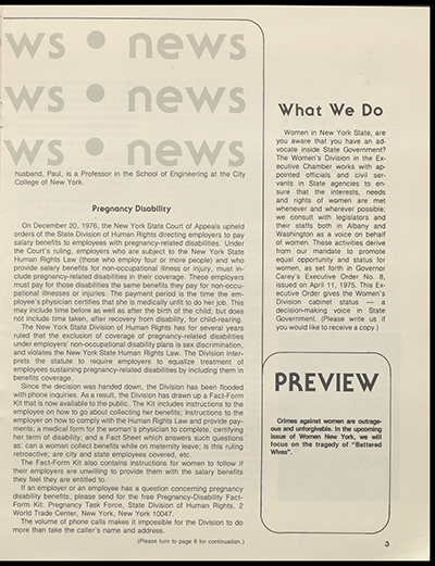 "Women New York" Bi-Monthly News from the Women's Division of the State of New York, Volume 3, Number 1, March/April 1978 thumbnail page 11