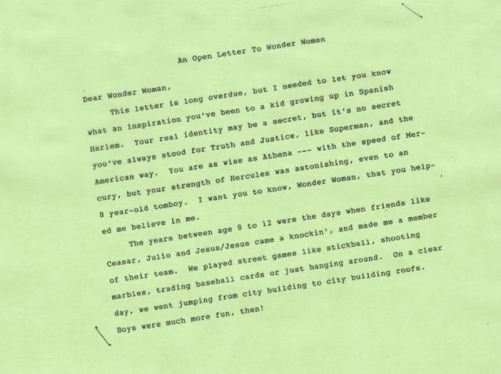 Letter to Wonder Woman from Pura Cruz, n.d. page 1