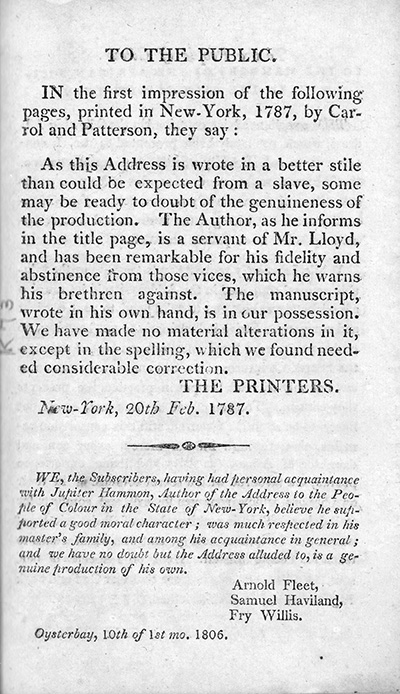 Load Jupiter Hammon, An Address to the Negroes of New York State in Main Document Viewer