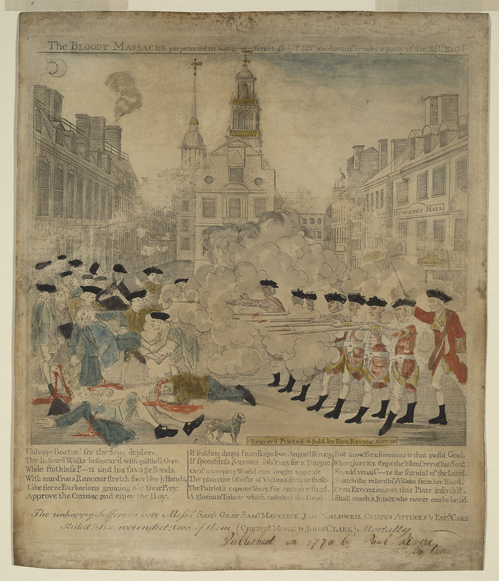 The bloody massacre perpetrated in King Street Boston on March 5th 1770 by a party of the 29th Regt. page 1