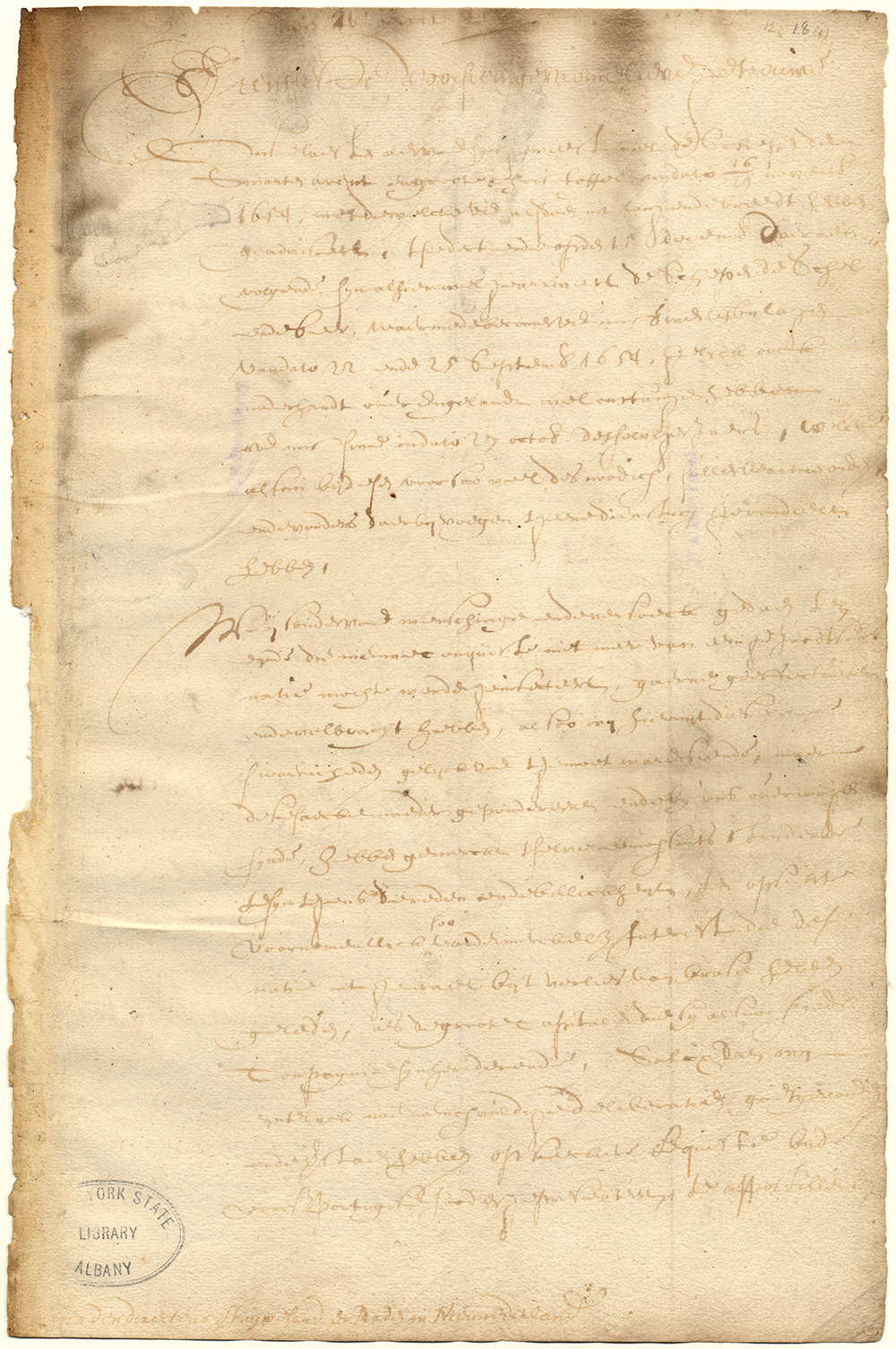 Letter from the directors at Amsterdam to the Director General and Council, April 26, 1655 page 1