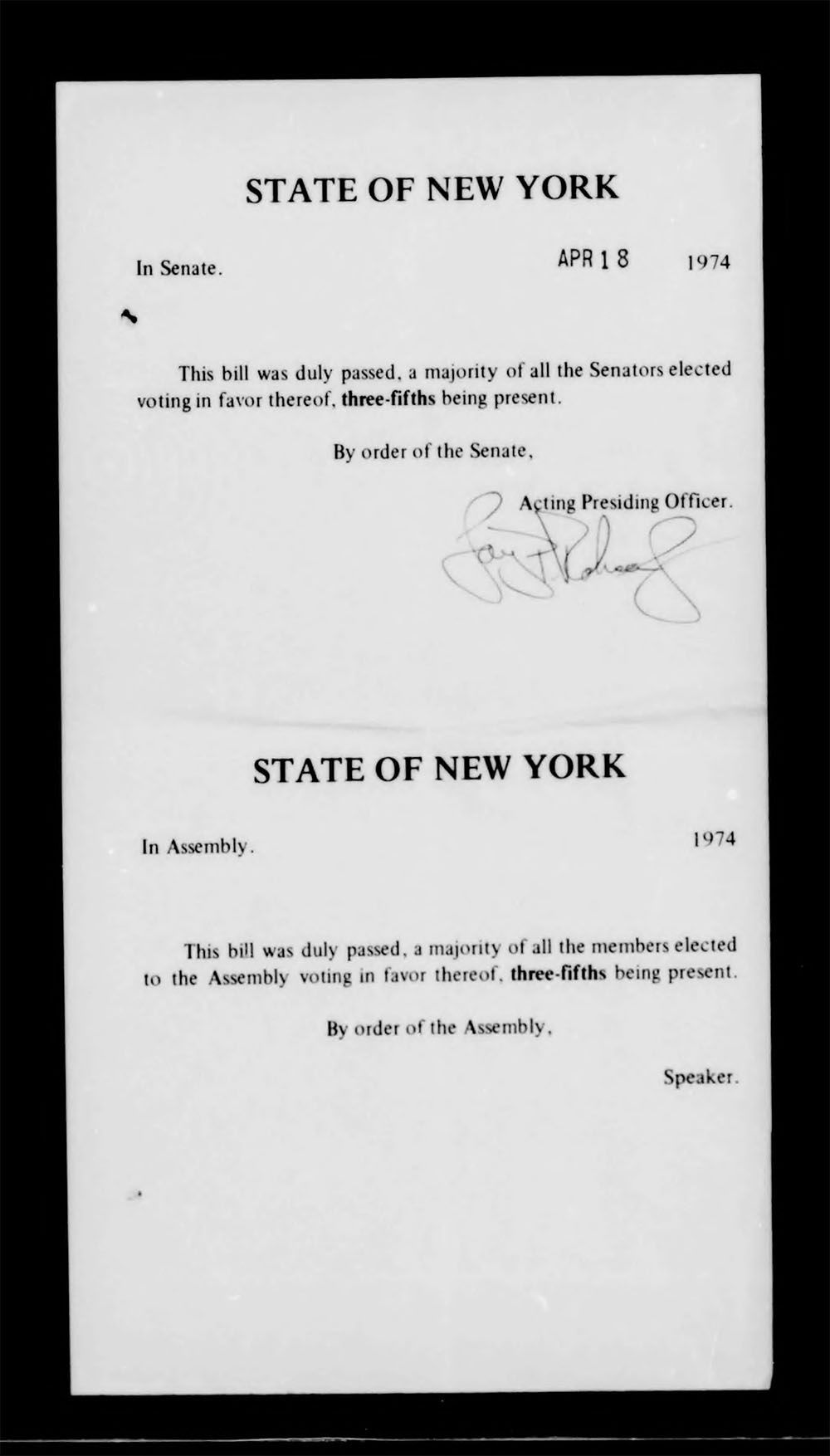 Governor's Bill Jacket, Laws from 1974, Chapter 1052 page 4