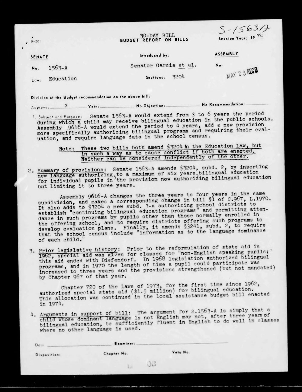 Governor's Bill Jacket, Laws from 1974, Chapter 1052 page 12