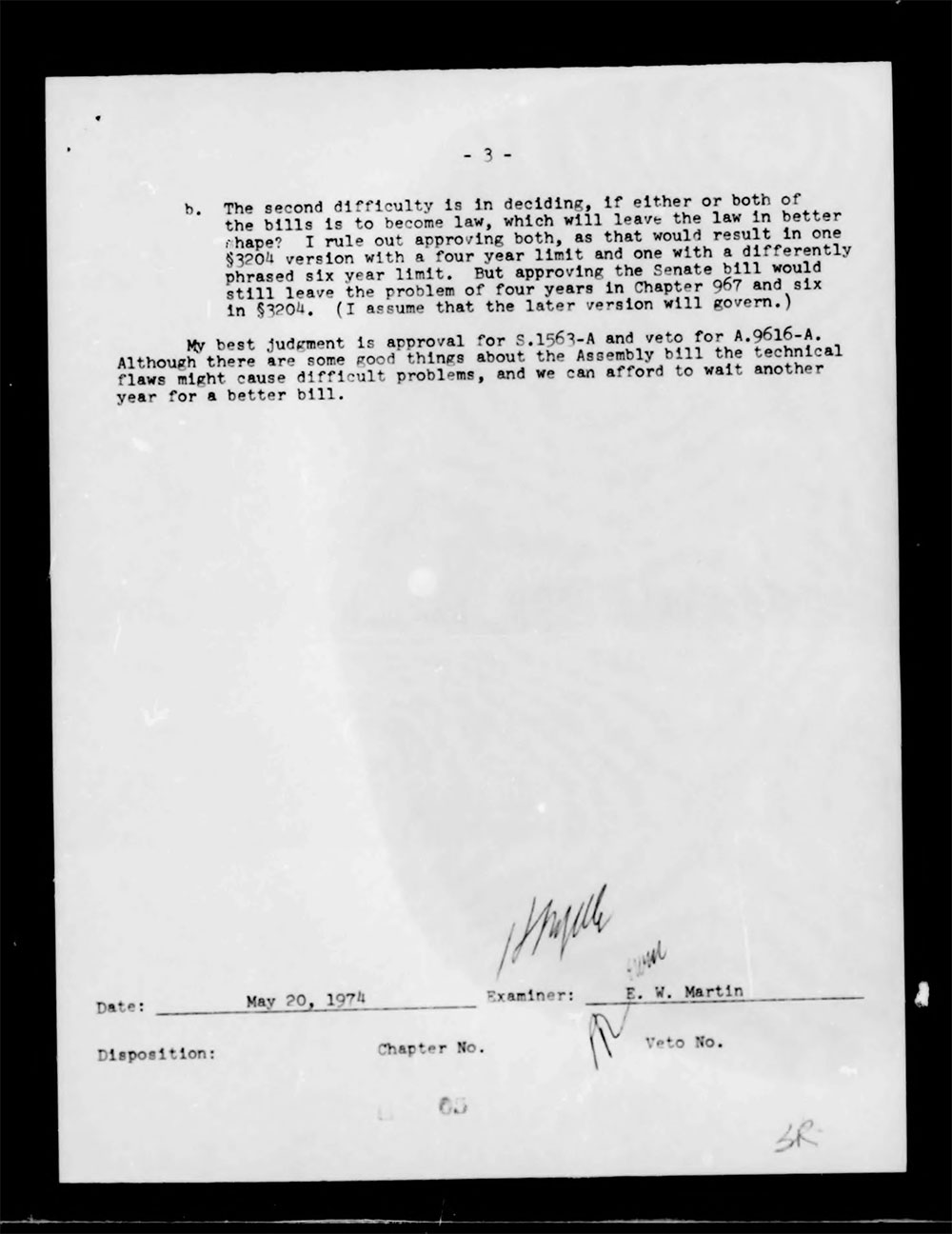 Governor's Bill Jacket, Laws from 1974, Chapter 1052 page 14