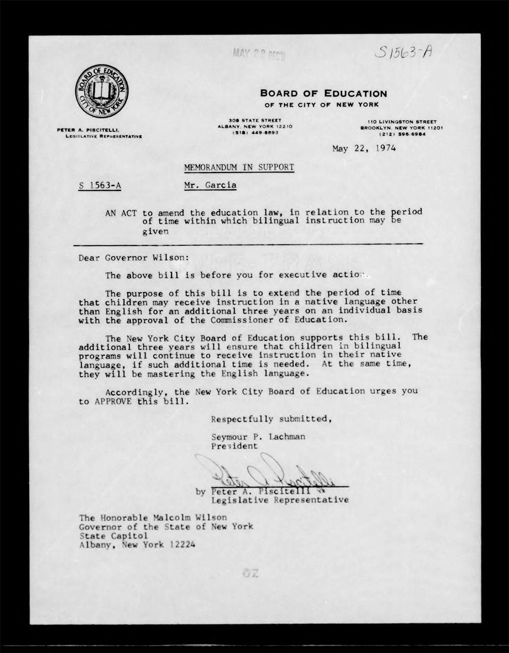 Governor's Bill Jacket, Laws from 1974, Chapter 1052 page 16