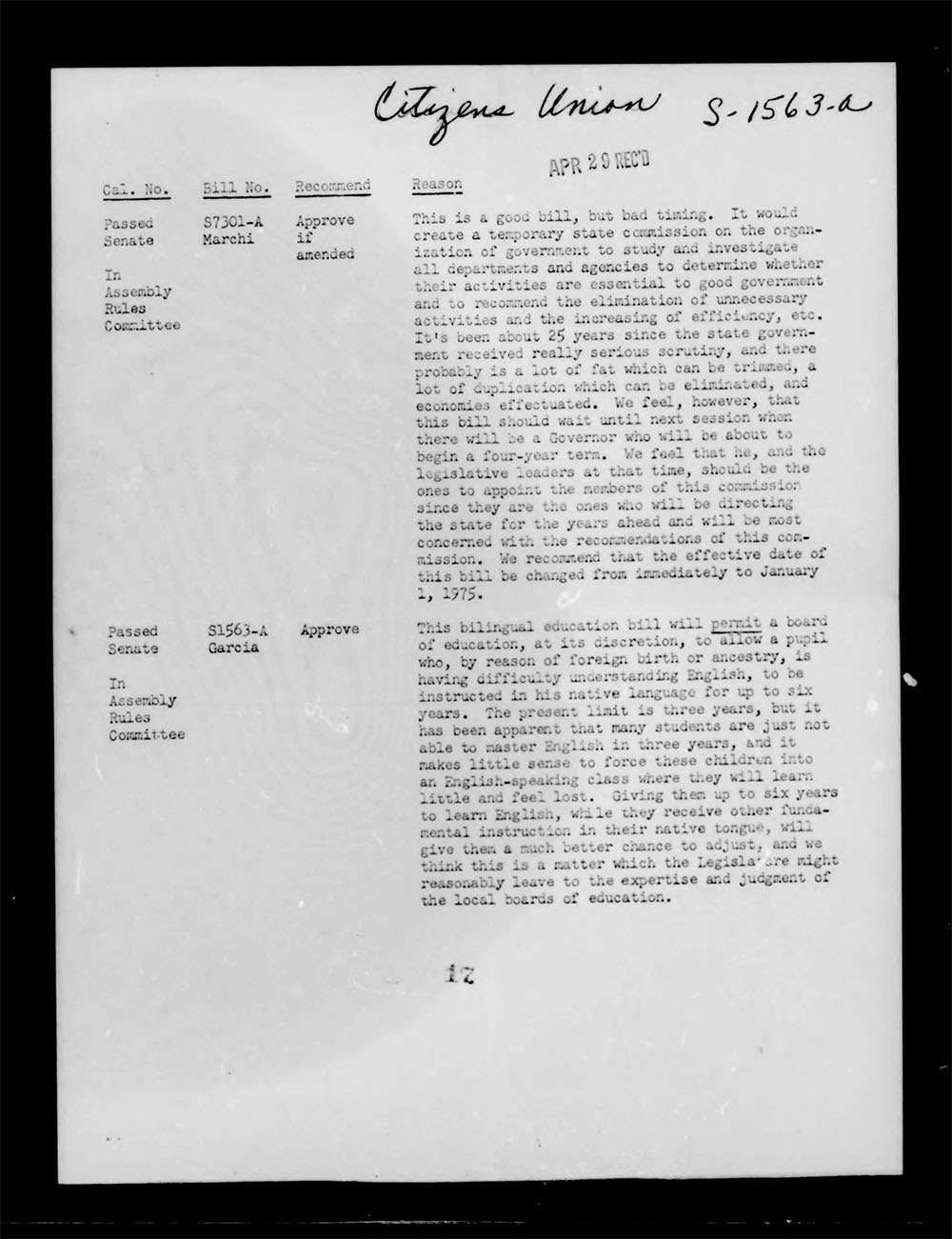 Governor's Bill Jacket, Laws from 1974, Chapter 1052 page 26